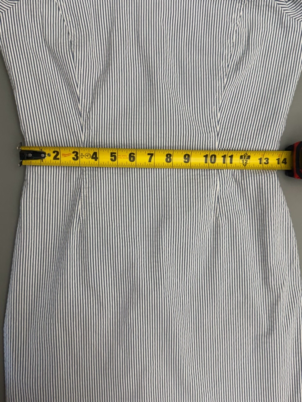 J. Crew Blue and White Striped Midi Seersucker Dress Size 4 - Picture 8 of 10